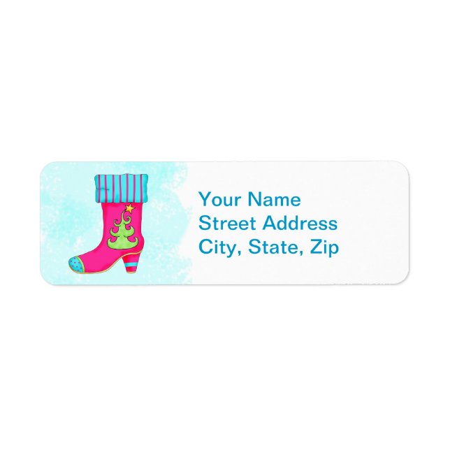 Fuchsia Turquoise Frohe Weihnachts-Boot-Strumpf (Vorne)