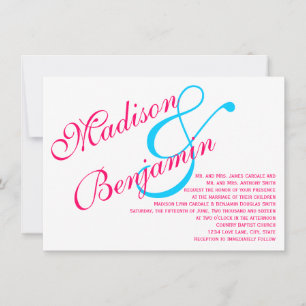 Fuchsia Turquoise Turquoise Faire-part de mariage 