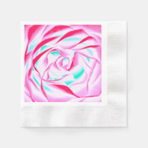 Fuchsia und Aqua Floral Print Paper Napkin
