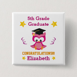 Fuchsia und Gold Absolvent der 5. Klasse Button