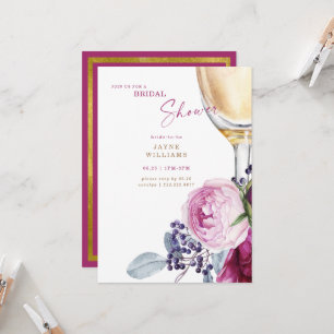 Fuchsia- und Gold-Elegante Babyparty  Einladung