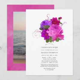 Fuchsia und Lila Shabby-Feier des Lebens Einladung