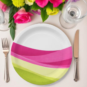 Fuchsia und Limettengrün Pappteller