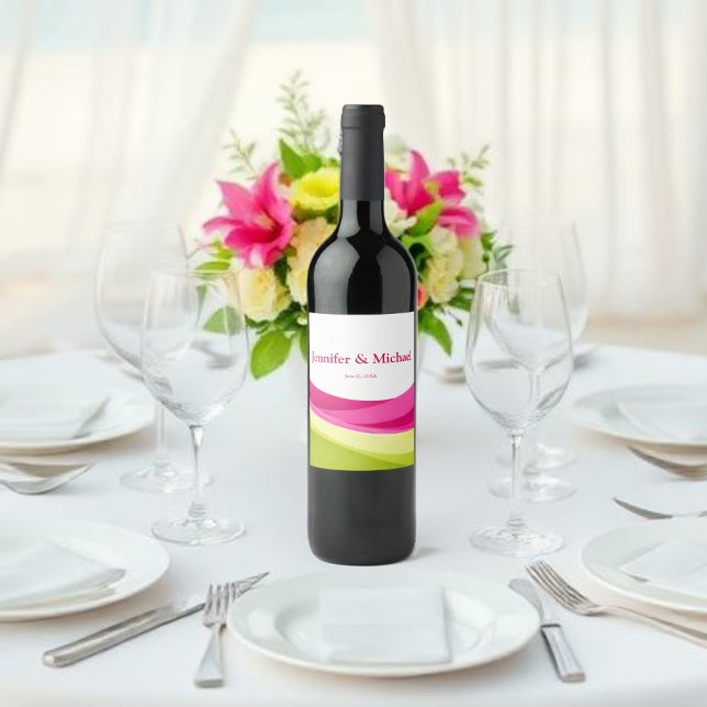Fuchsia und Limettengrün Weinetikett (Fuchsia and Lime Green Wine Label )