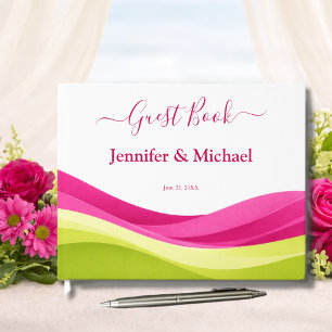 Fuchsia und Limettengrüne Hochzeit Gästebuch