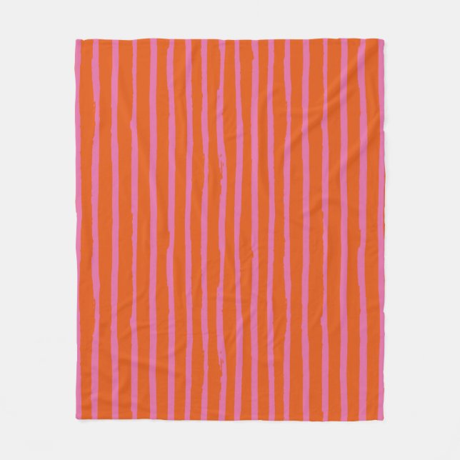 Fuchsia und Orange Grunge fette Stokes Lines Patte Fleecedecke (Vorderseite)