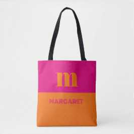 Fuchsia und orange individuelle Anfangsbuchstaben  Tasche