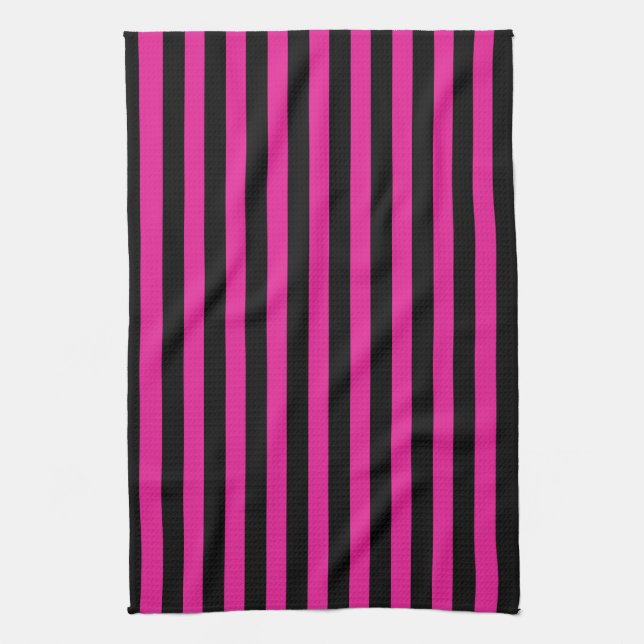 Fuchsia und schwarze Süßigkeiten Geschirrtuch (Vertikal)