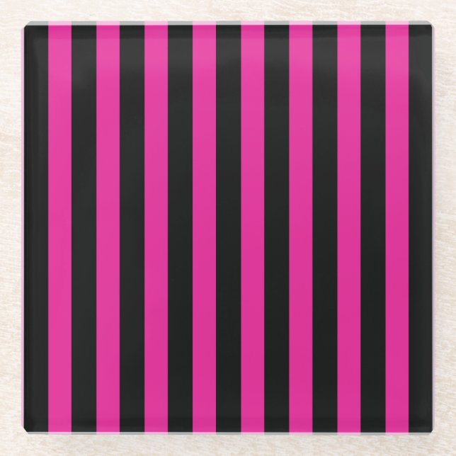 Fuchsia und schwarze Süßigkeiten Glasuntersetzer (Vorderseite)