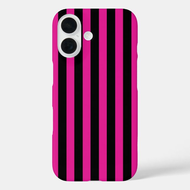 Fuchsia und schwarze Süßigkeiten iPhone 16 Hülle (Rückseite)
