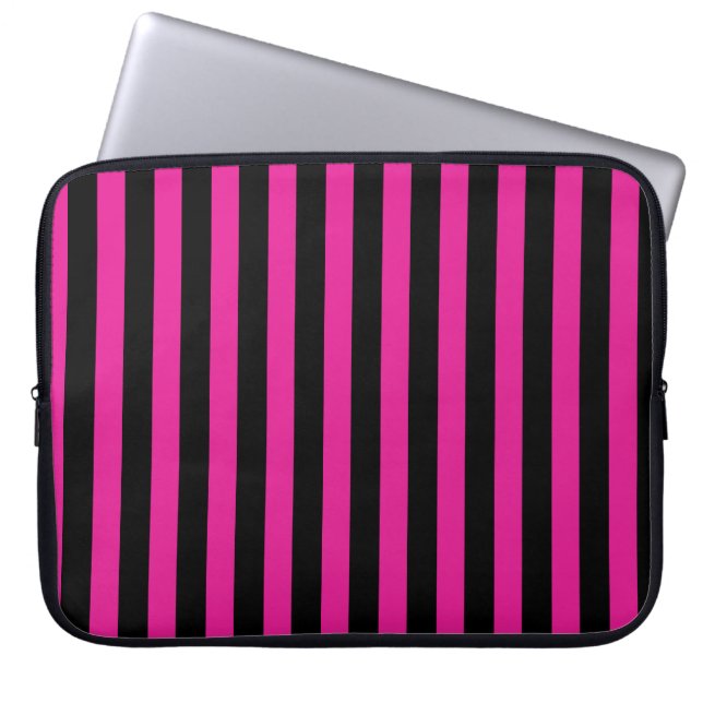 Fuchsia und schwarze Süßigkeiten Laptopschutzhülle (Vorderseite)