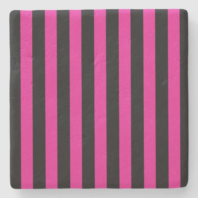 Fuchsia und schwarze Süßigkeiten Steinuntersetzer (Vorderseite)