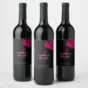 Fuchsia und White Wedding- Weinetikett