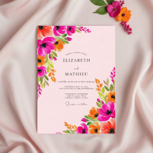 Fuchsia Üppige Florale Launen Hochzeit Einladung