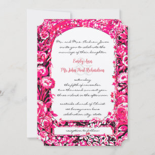 Fuchsia Viktorianische Rose Hochzeitseinladungen Einladung