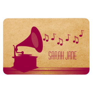 Fuchsia Vintage Grammophon Premium Magnet