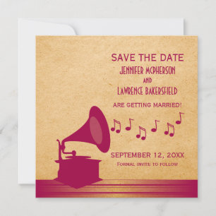 Fuchsia Vintage Gramophone Invitation pour Sauvega