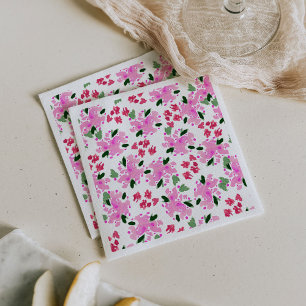 Fuchsia-Wasserfarben-Blumengarten-Servietten Serviette