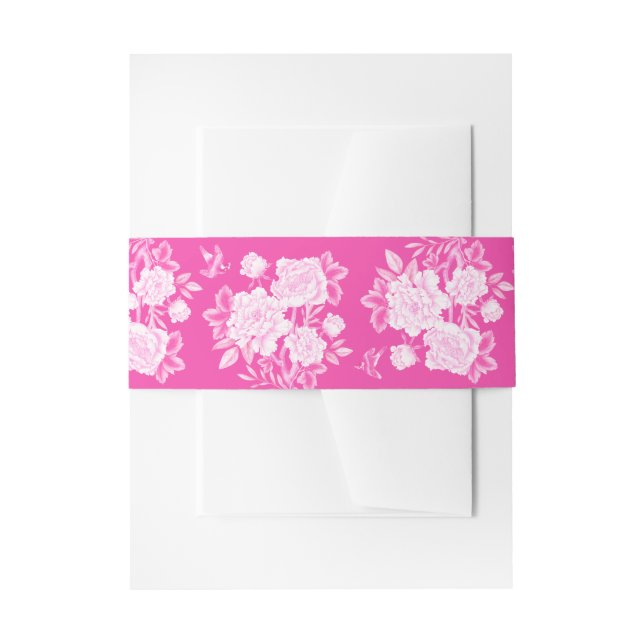 Fuchsia White Chinoiserie Grandmillenial Wedding Einladungsbanderole (Vorderseite Beispiel)