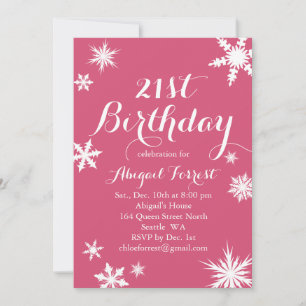 Fuchsia Winter 21. Geburtstag Einladung