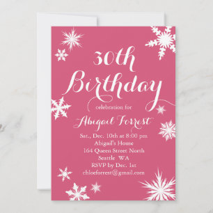 Fuchsia Winter 30. Geburtstag Einladung