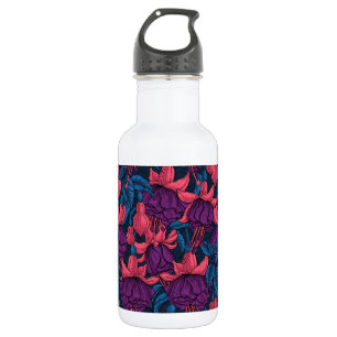 Fuchsie in Blau und Lila Edelstahlflasche