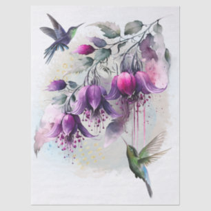Fuchsien-Blumen-Kolibri-Aquarell Seidenpapier
