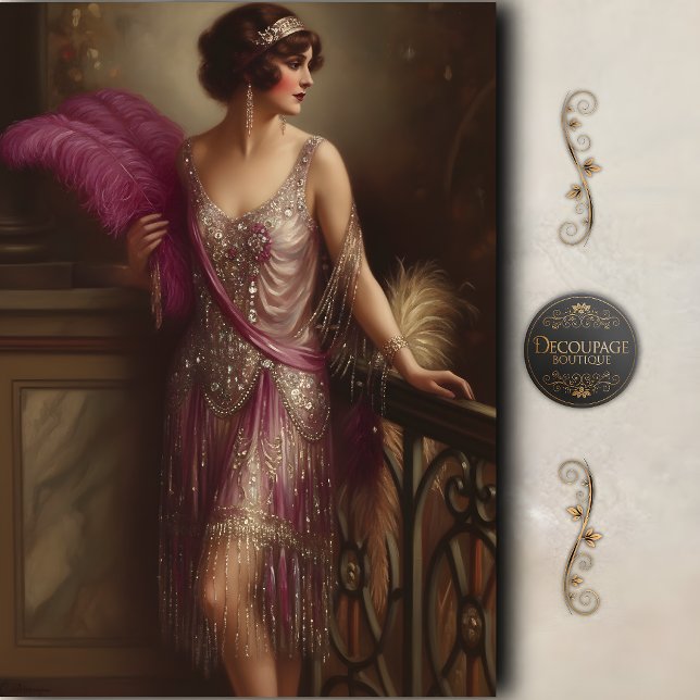 Fuchsien Flapper Glam Découpage Seidenpapier (Fuchsia Flapper Glam Decoupage Tissue Paper)