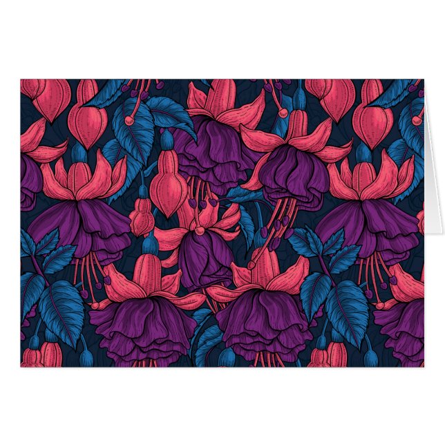 Fuchsien in blau und lila (Vorderseite (Horizontal))