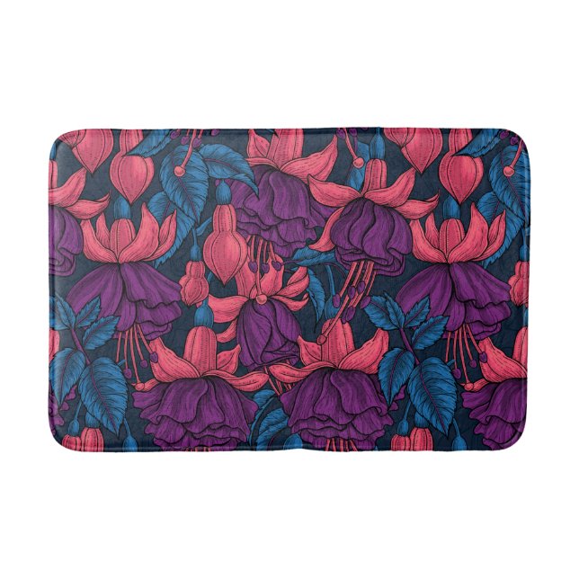 Fuchsien in blau und lila badematte (Vorderseite)