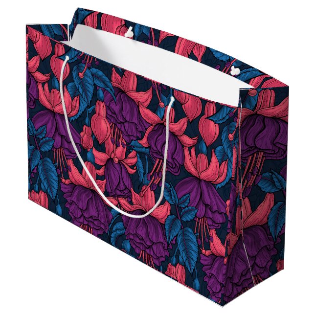 Fuchsien in blau und lila große geschenktüte (Rückseite Schrägansicht)