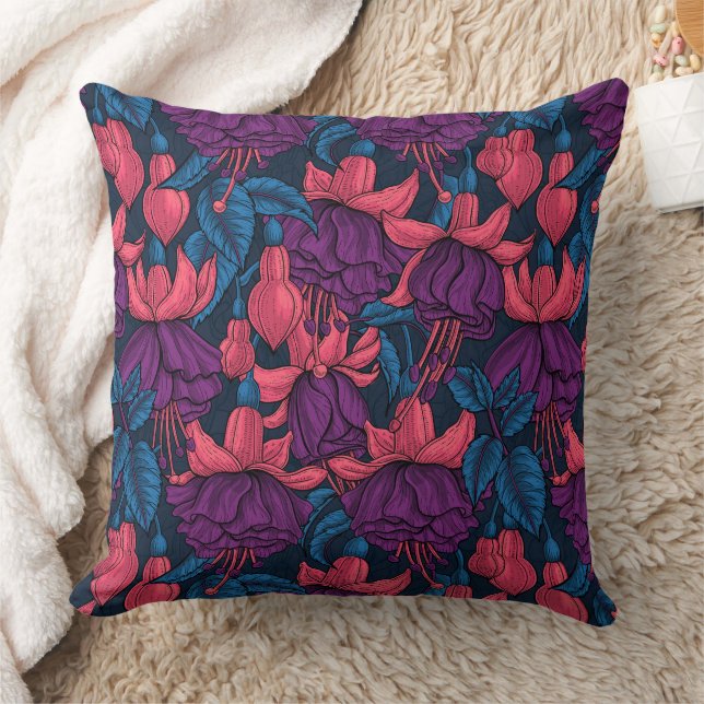 Fuchsien in blau und lila kissen (Decke)
