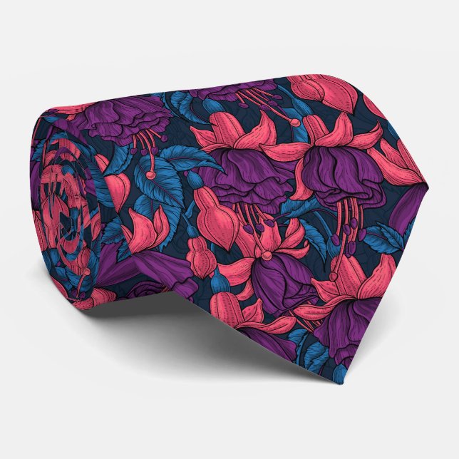 Fuchsien in blau und lila krawatte (Gerollt)
