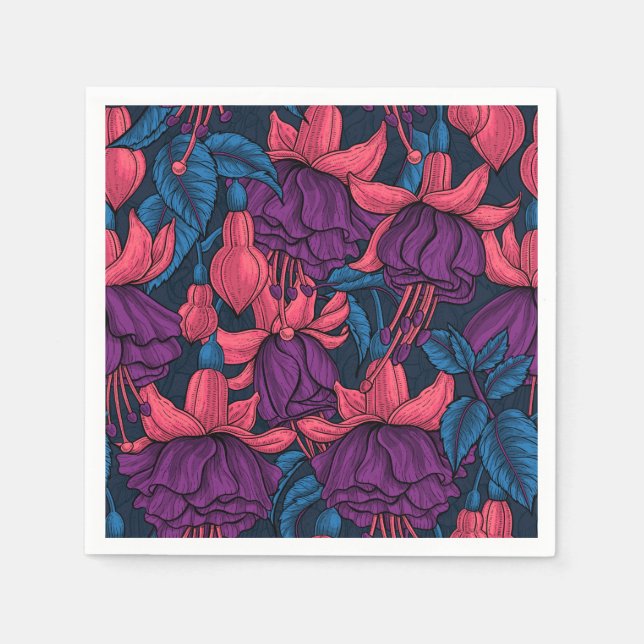 Fuchsien in blau und lila serviette (Vorderseite)