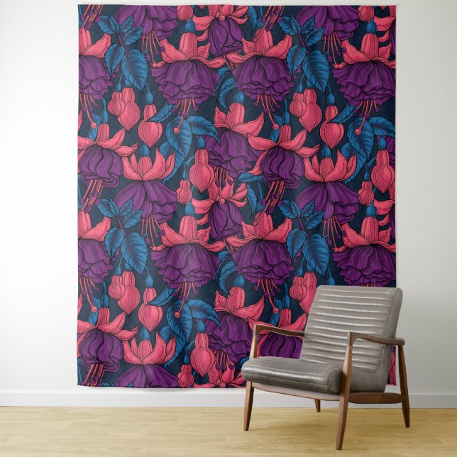 Fuchsien in blau und lila wandteppich (Beispiel)