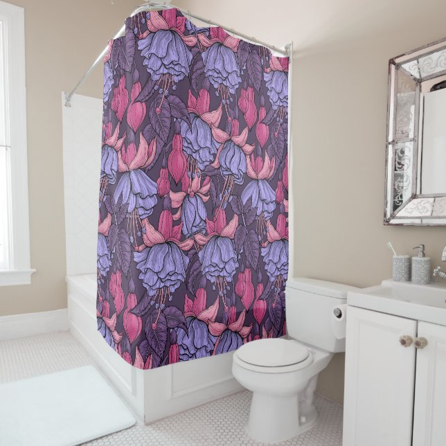 Fuchsien in Rosa und Violett Duschvorhang (Beispiel)