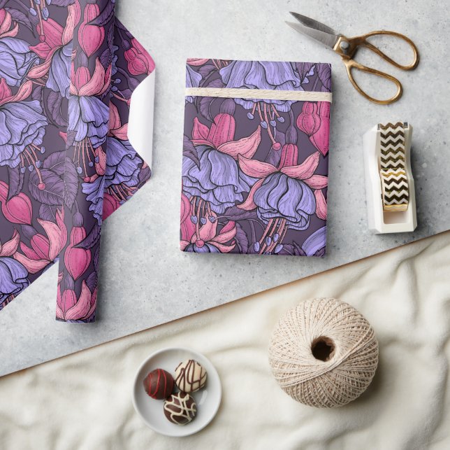 Fuchsien in Rosa und Violett Geschenkpapier (Basteln)