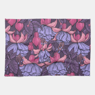 Fuchsien in Rosa und Violett Geschirrtuch