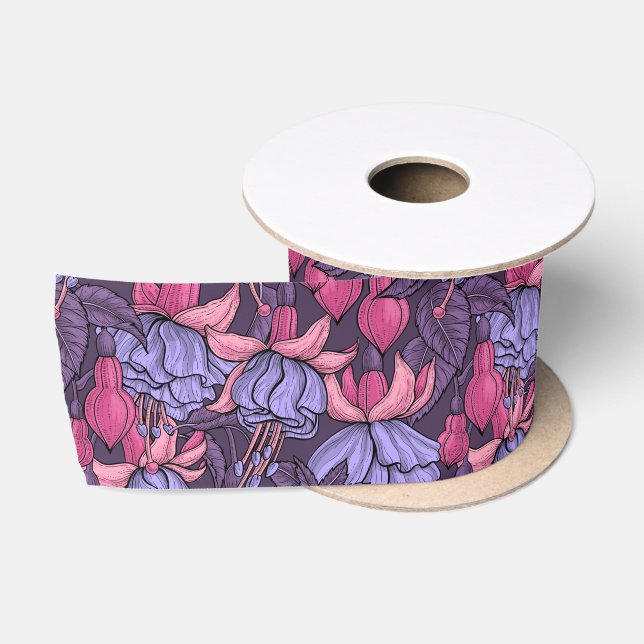 Fuchsien in Rosa und Violett Satinband (Spule)