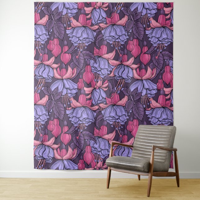 Fuchsien in Rosa und Violett Wandteppich (Beispiel)