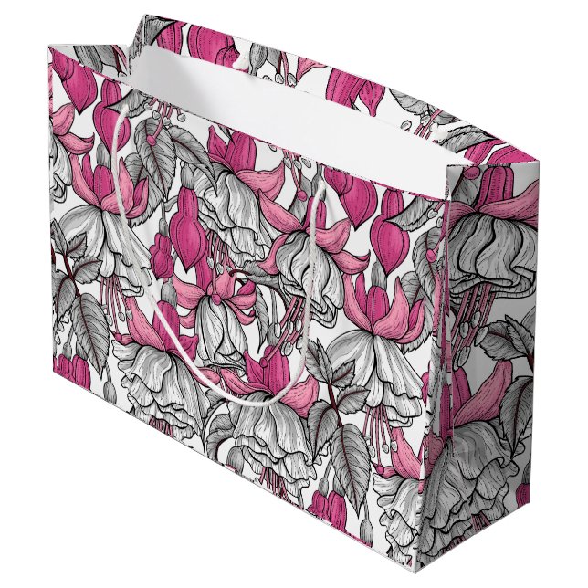 Fuchsien in weiß und rosa große geschenktüte (Rückseite Schrägansicht)