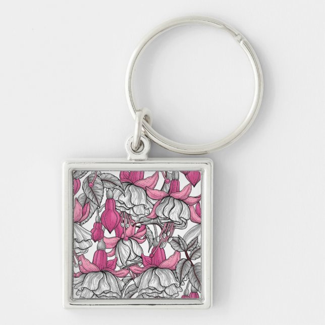 Fuchsien in weiß und rosa schlüsselanhänger (Vorne)