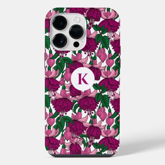 Fuchsien-Monogramm iPhone 14 Pro Max Hülle (Rückseite)