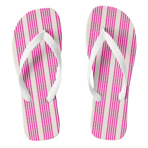 Fuchsien und Beige mit fünf Streifen Flip Flops