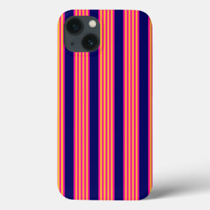 Fuchsien und gelbe Streifen mit Marineblau Case-Mate iPhone Hülle