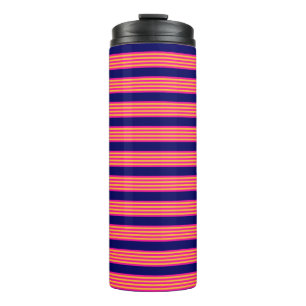 Fuchsien und gelbe Streifen mit Marineblau Thermosbecher