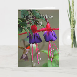 Fuchsien-und Kolibri-Mutter-Tag Karte