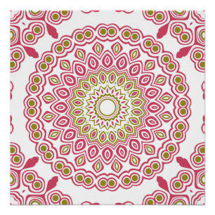 Fuchsien und Olivgrüner Mandala-Muster Poster