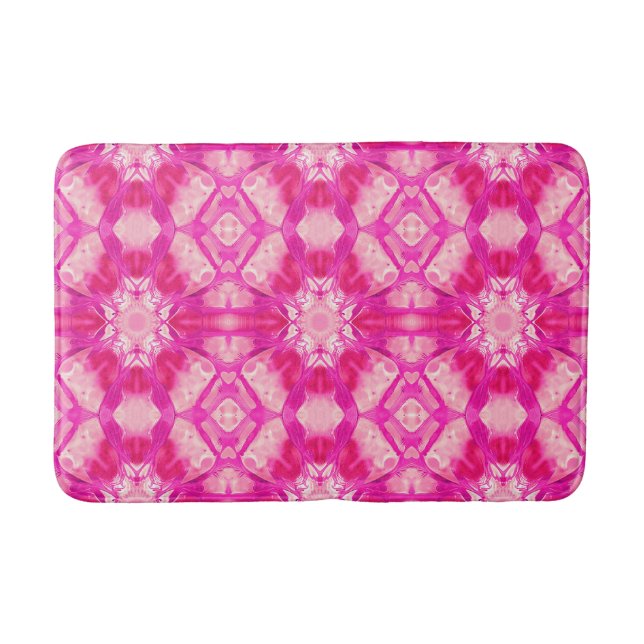 Fuchsien und pastellrosa Gefärbte Krawatte Muster Badematte (Vorderseite)