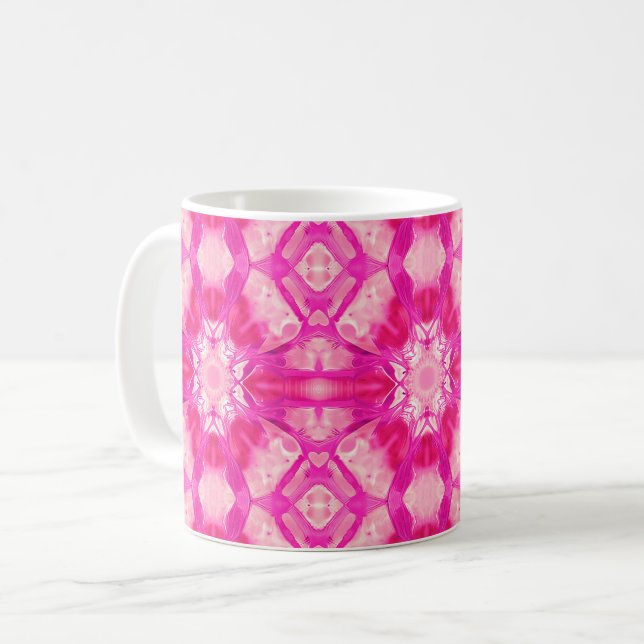 Fuchsien und pastellrosa Gefärbte Krawatte Muster Kaffeetasse (Vorderseite Links)